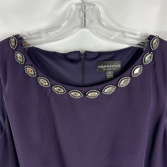 Connected Apparel embellished midi dress in PURPLE color Sz 12 - Picture 4 of 11